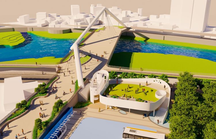 《圖說》三峽長福地下停車場未來啟用後,民眾可透過長福橋步行串聯對岸景點,提升觀光動線便利性。〈交通局提供〉